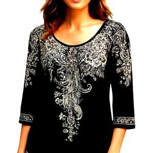 Maggy L 10 Women's Black Long Bell Sleeve Maxi BOHO Dress Miss Size Medium M